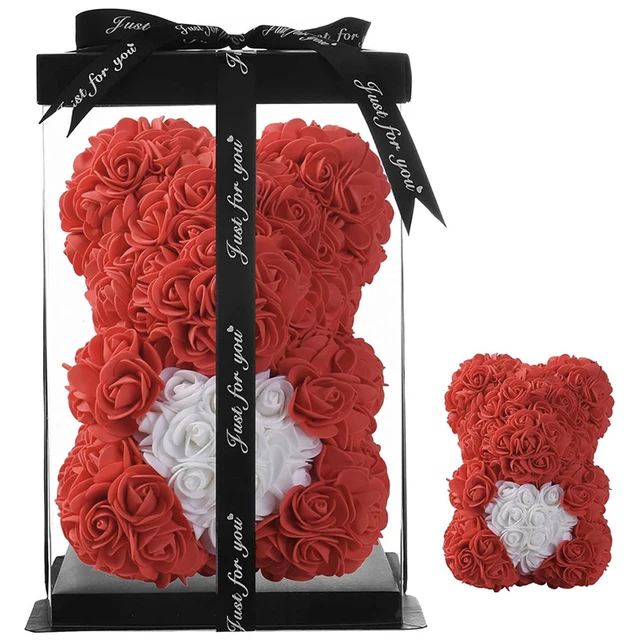 wholesale Valentine's day rose bear with LED box gift valentine bear