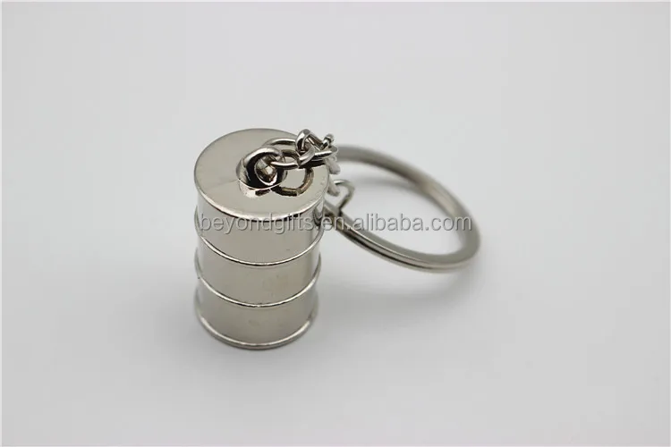 Oil Drum Keychain Silver Color