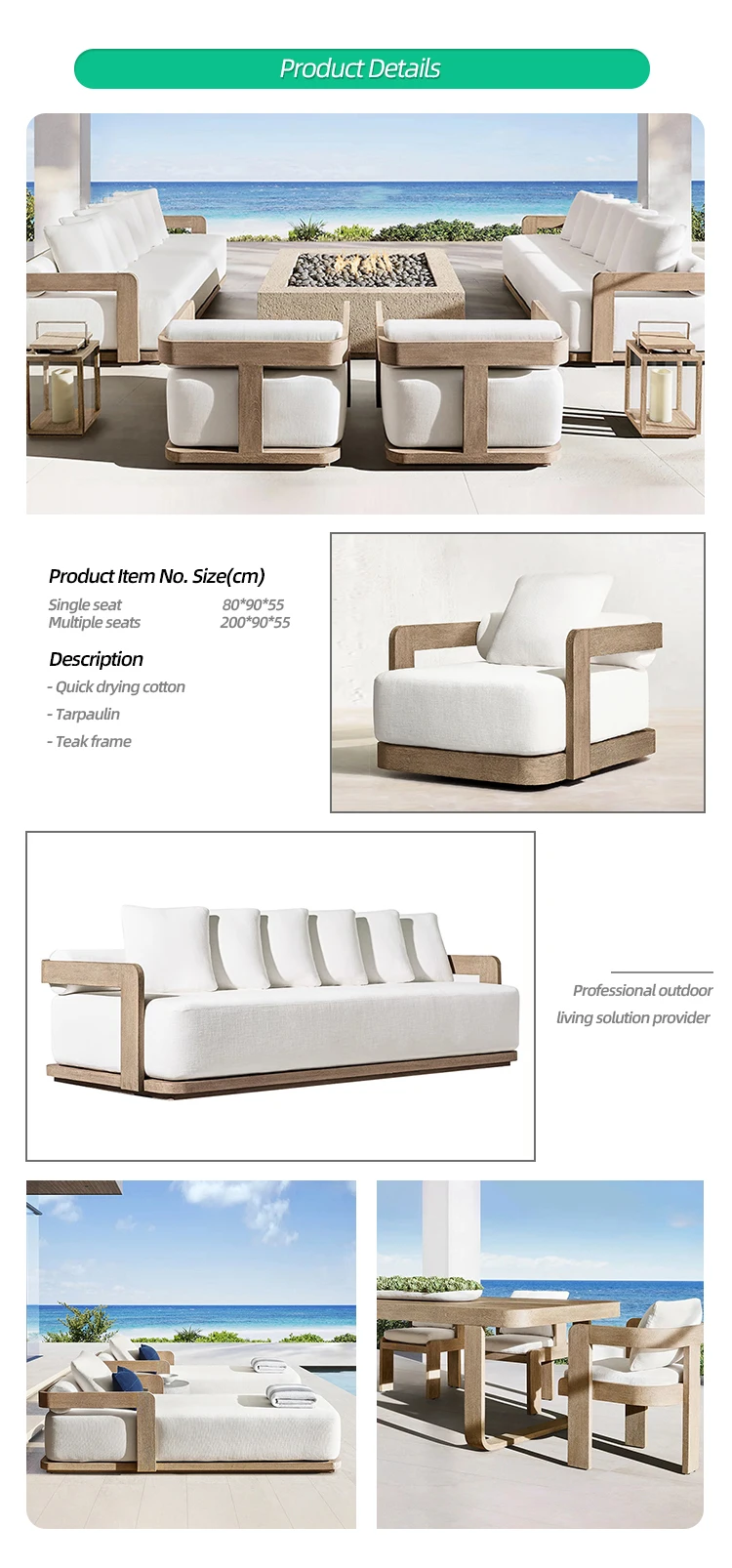 Modern Garden Wooden Sofa Set Hotel Luxury Outdoor Furniture Modular ...