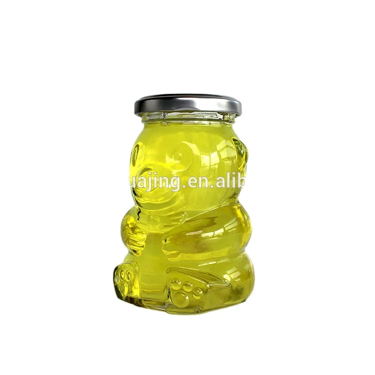 250ml Empty Bear Shaped Bottle Honey Candy Glass Jar With Tin Lid Glass  Bottle Glass Jar