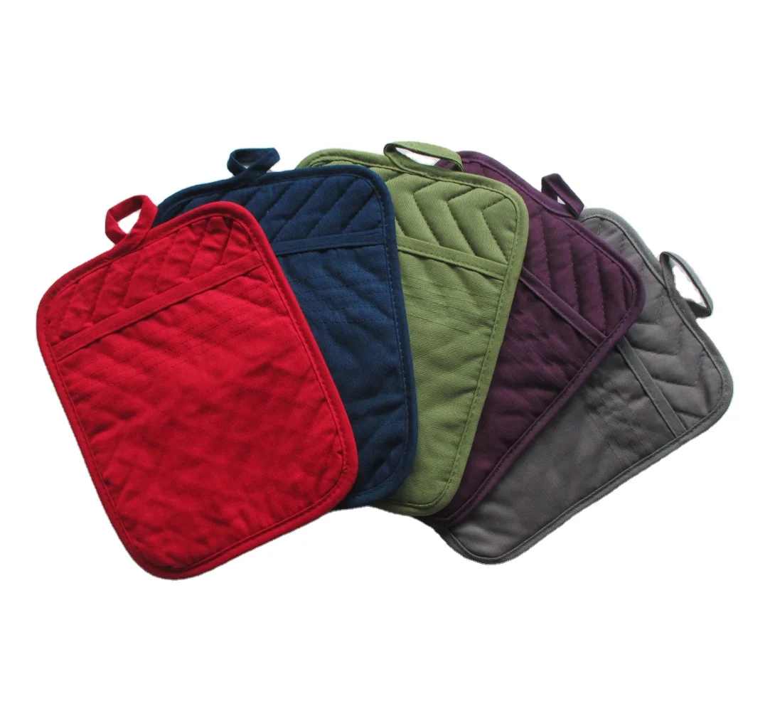 Kitchen Solid Color Hot Pad Oven Mitts 100 Cotton Heat Resistant Christmas Red Oven Pot Holder With Pocket Buy Pot Holder With Pocket Oven Pot Holder With Pocket Christmas Red Oven Pot Holder