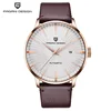 Cintura in pelle color caffè con cassa in oro rosa 5 e quadrante bianco