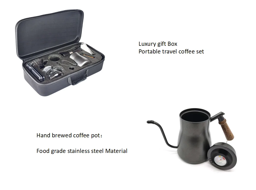 Portable Travel Coffee Tea Gift Set With Kettle Grinder Travel Mug