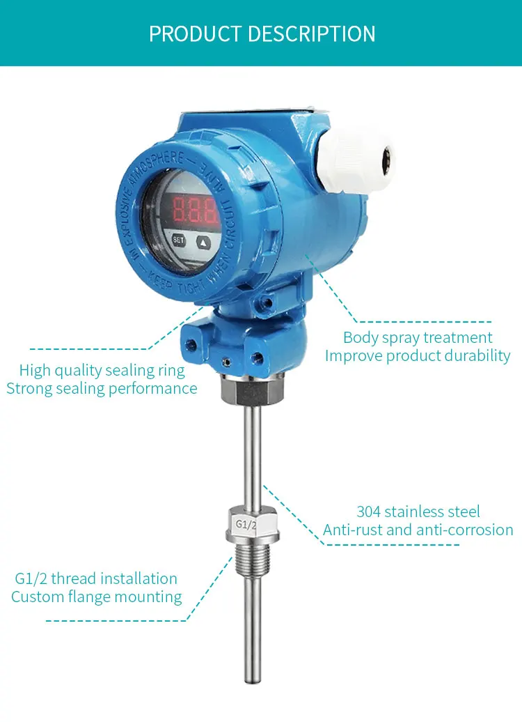 Temperature Transmitter Pt100 Thermometer Field Display Digital ...