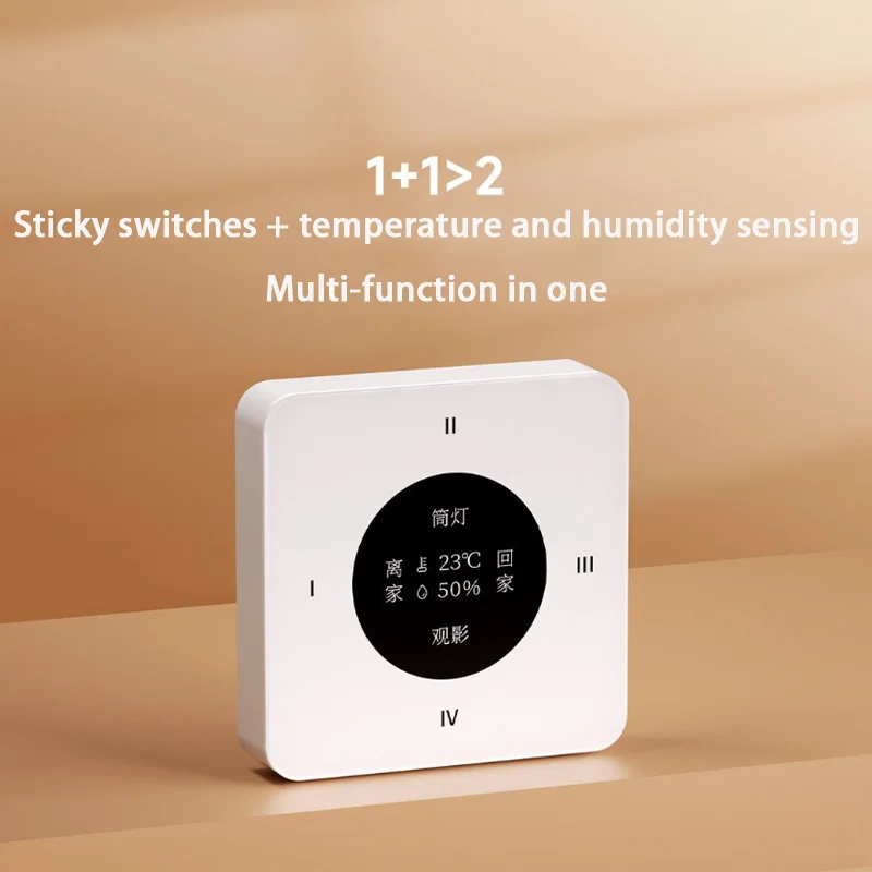 Linptech Smart Wireless Scene Switch Key KS1 Pro Auto Temperature Humidity Sensor Remote Control Switch Work for Xiaomi