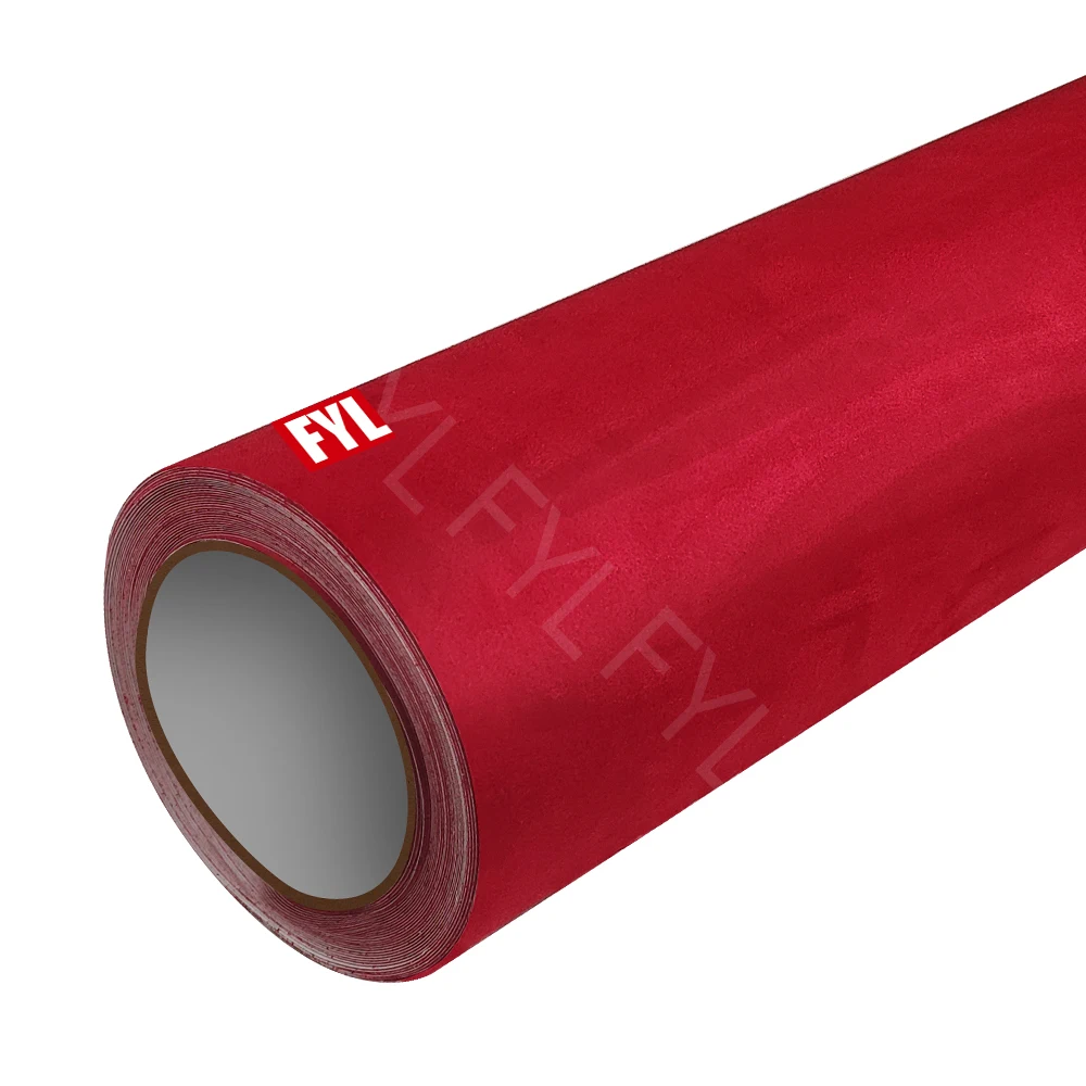 Red Suede Fabric Vinyl Car Dashboard Vinyl Wrap for Automotive Wrap Velvet Fabric Car Vinyl Wrap