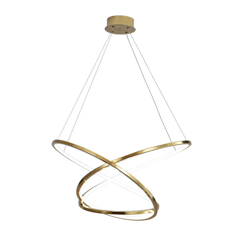 Stainless steel clover art chandelier modern creative dining chandelier simple 360 degree led pendant light