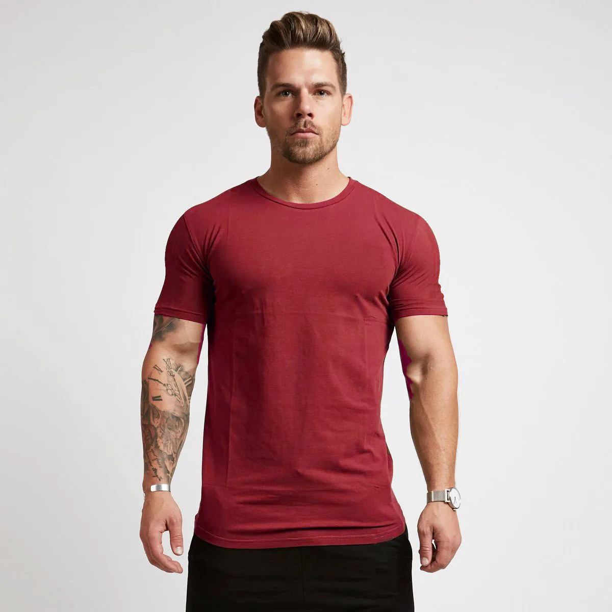 High Quality Workout T Shirts Activewear Fit 95% Cotton Plain sport Men's Cotton Spandex T-Shirt