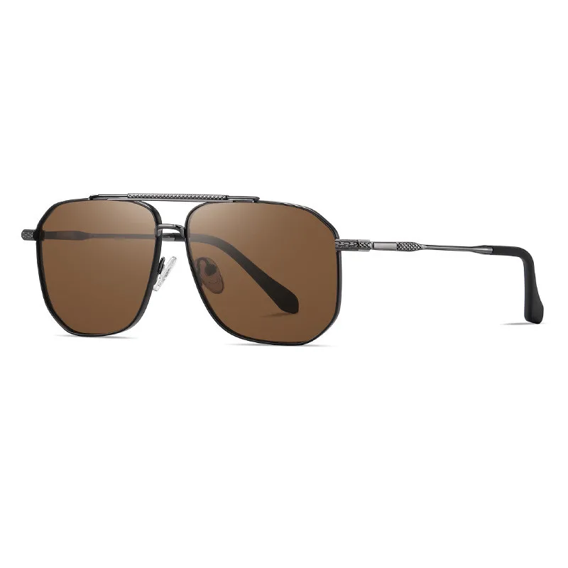 Retro Square Double Bridge Sunglasses Polarized UV400 Acetate Metal Metal Square Punk Double Bridge Sunglasses Unisex Retro  main image 4