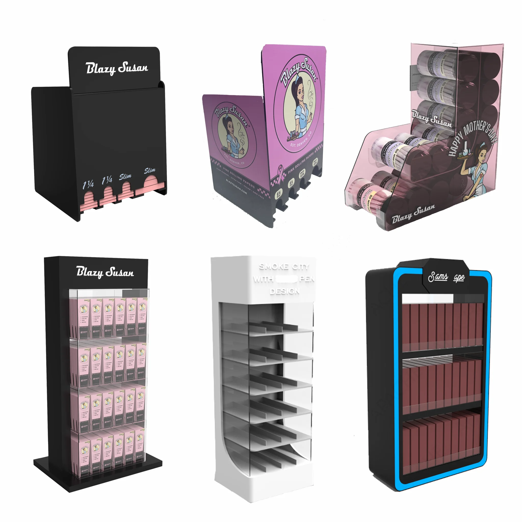 カスタムたばこディスプレイラック・タバコスタンド・喫煙アクセサリーアクリル／金属／木製小売店用スモークショップ向け高級ブランドユニット Apache