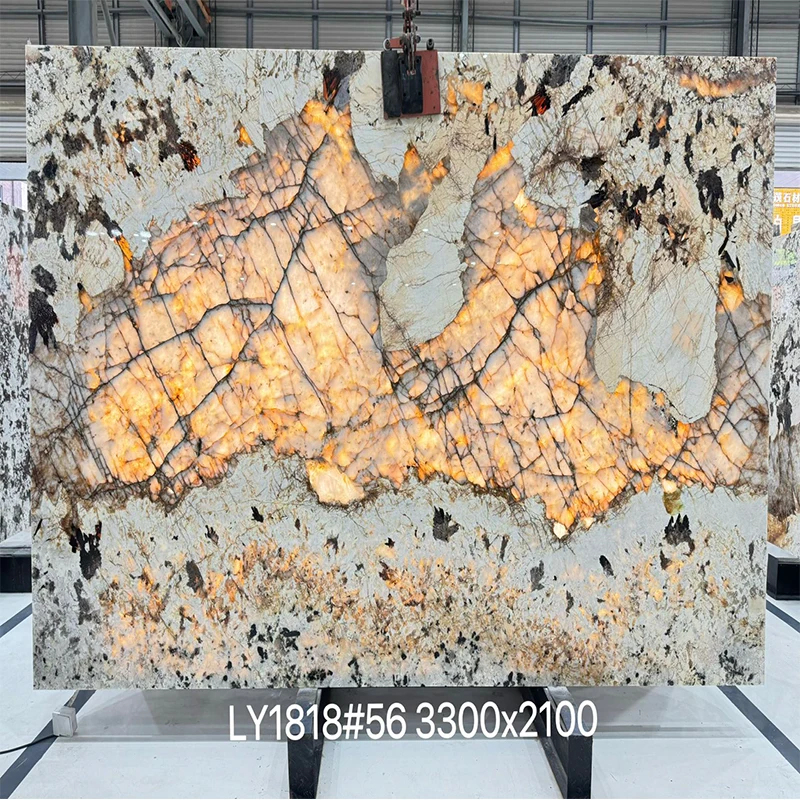 Paiastone Exotic White Patagonia Quartzite Led Backlight Light Translucent Interior Wall & Floor Design Tops Marble Slab