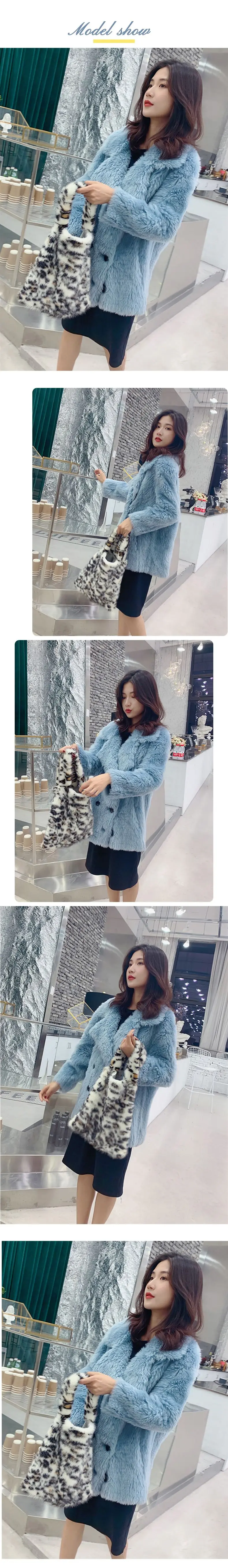 2022 Real Mink Handbag Clutch Women Fur Bag Fashion Black and White Pattern