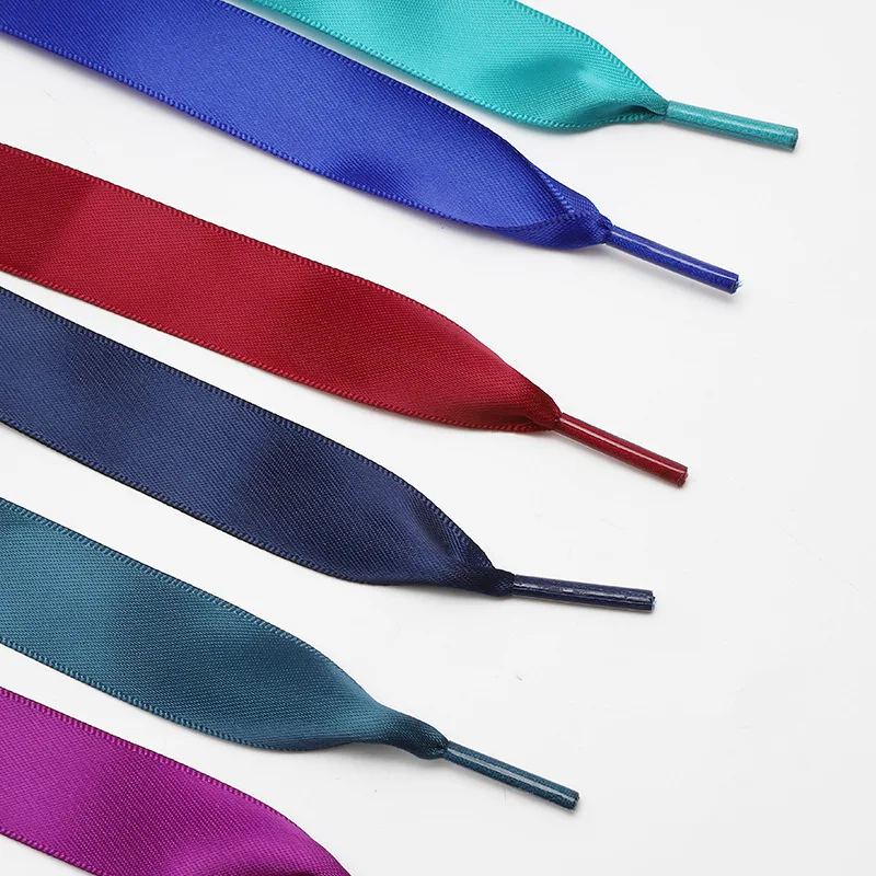 HF Custom Color Polyester Flat Double Side Satin Ribbon Silk Shoelaces
