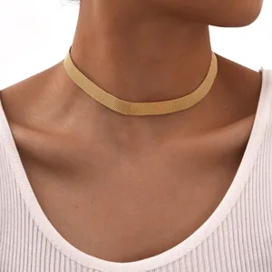 2026 New 18k Gold Plated 10MM Chunky Chain Choker Necklace Stainless Steel Non Tarnish Jewelry Mesh Fashionable Chains Necklaces