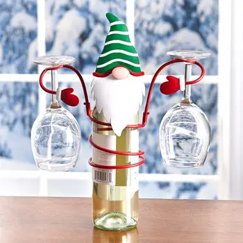 Snowman Wine Bottle and Glass Holder Stand Classic Christmas Holiday Decor Kitchens Dining Rooms Beautiful Elegant Decoration