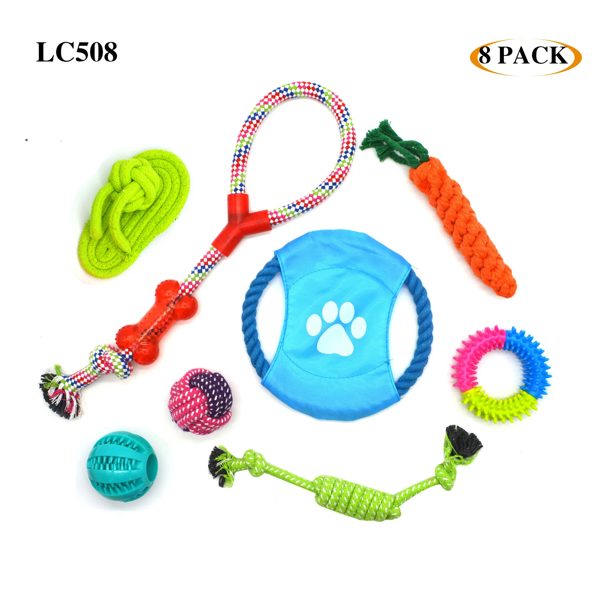 12 Pack Cotton Durable Squeaky Chew Puppy Small Medium Large Dog Toys