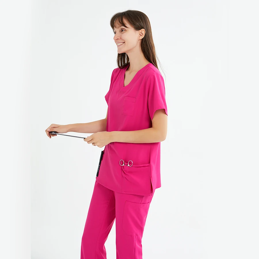 Polyester Rayon Spandex Scrubs Uniforms Sets Fashionable Designs New