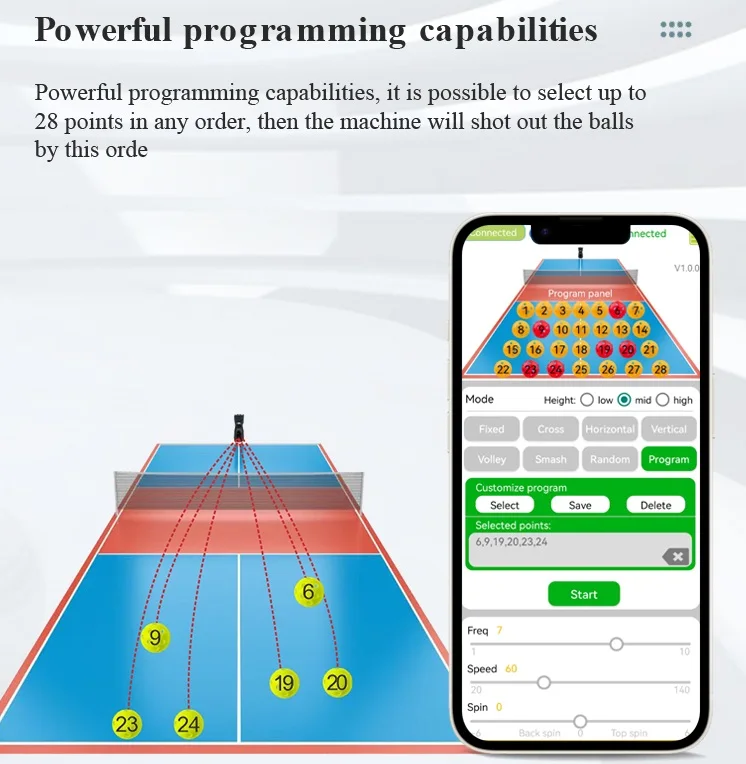 PP8001 Custom Pickleball Training Equipment Remote Control Shooting Feeding Machine with App for Pickle ball Training manufacture