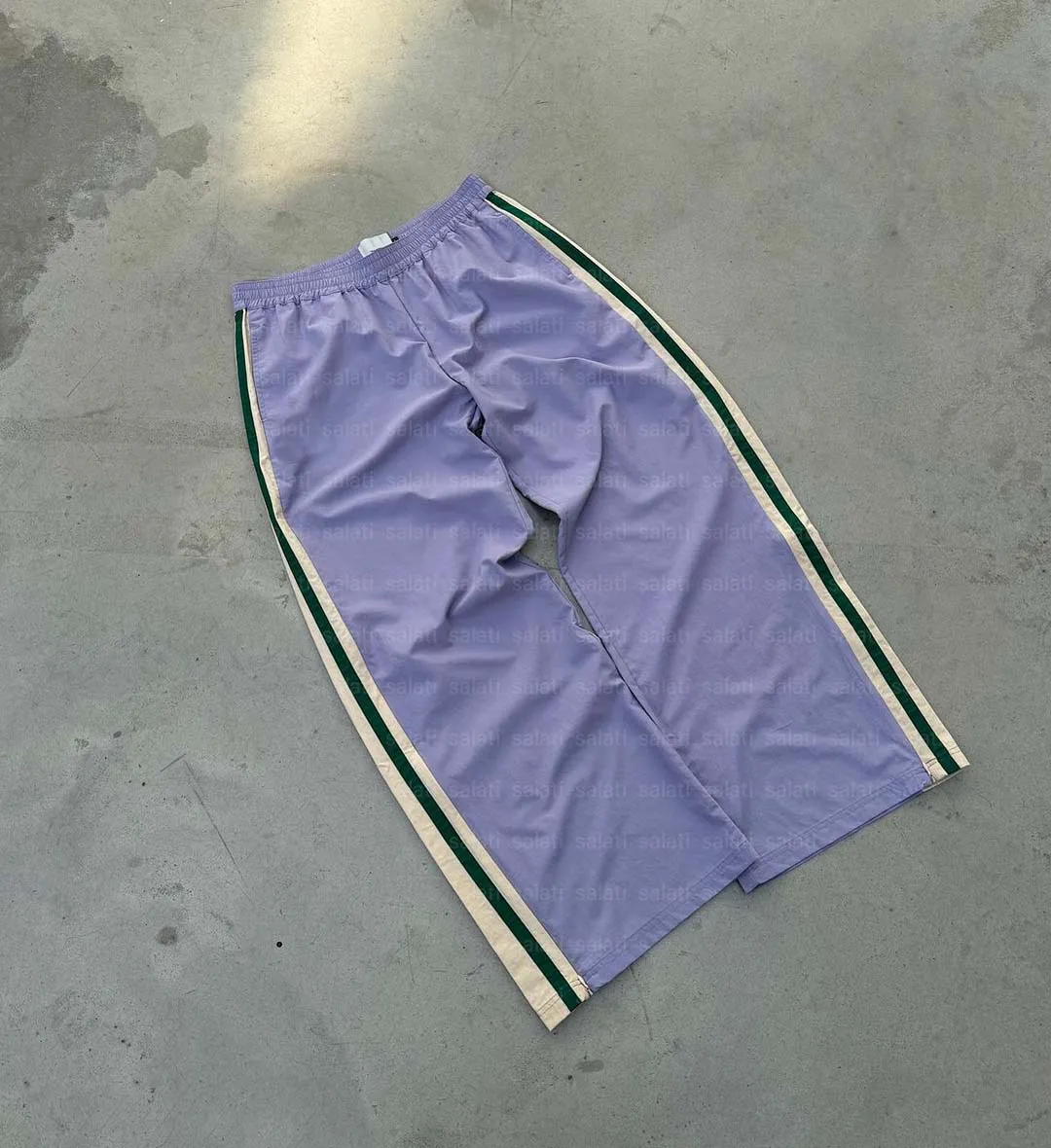 Salati Custom Stripe Oversized Loose Wide Leg Polyester Nylon Track Jogging Pent Windbreaker Parachute Trackpants Baggy Men Pant gallery 9