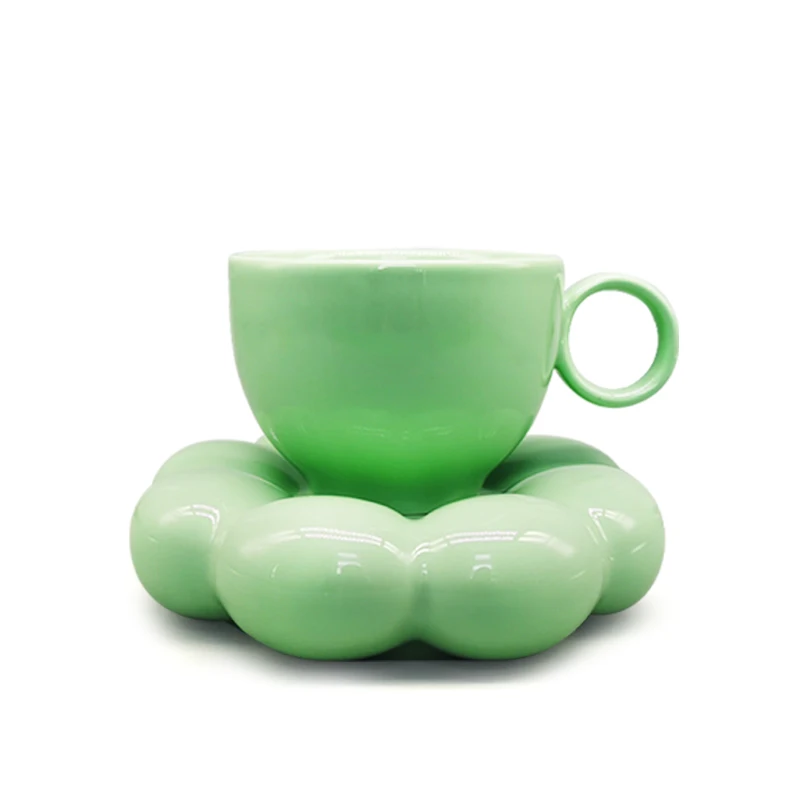 2023 New Design INS Net Red Macaron Series Ceramic  Cups Sunflower Coffee Ceramic Cups and Saucers