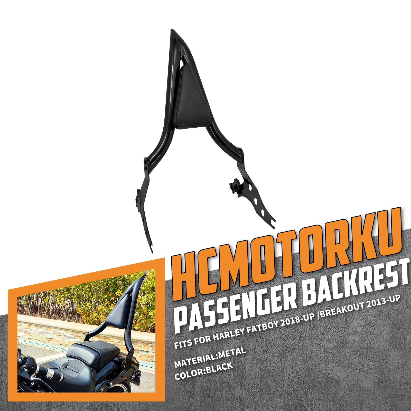Luggage Rack Sissy Bar Passenger Backrest Cushion Pad Motorcycle 2007 2017 For Harley Fatboy Flstf Softail