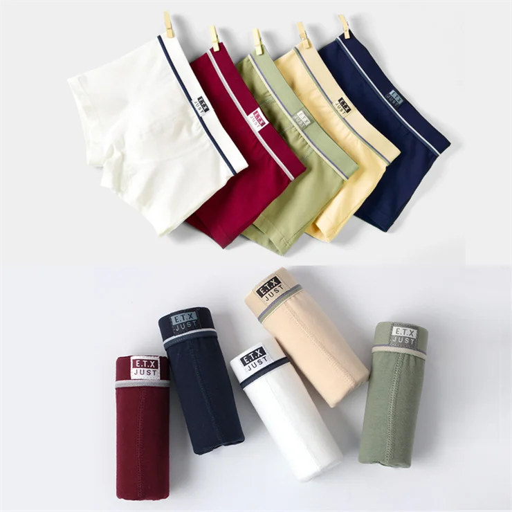 Export Quality New Type Breathable Custom logo Wholesale Cotton 5-pack Boxers Kids Boys White Cartoon Underwear