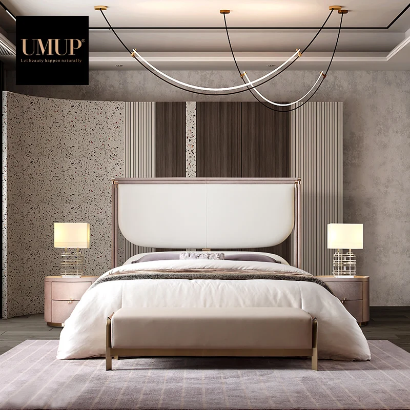 High Quality Simple Design Bed Room Furniture Set Unique Platform Bed Frame king Size Leather Modern Double Luxury Beds