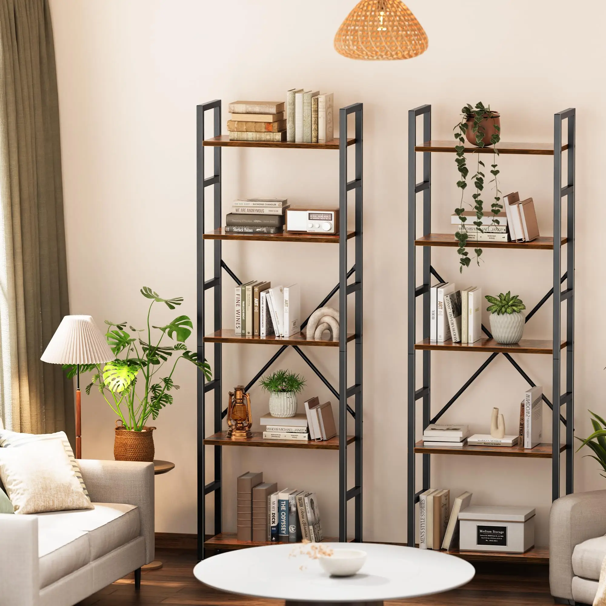 4 Tier Bookshelf Bookcase Wide Book Shelf Book Case With 11 Open Display Shelves