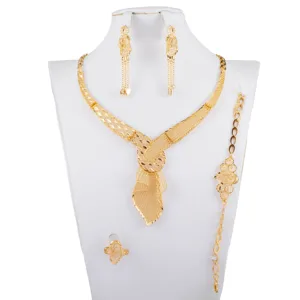 Gold Plated Jewelry 18k Jewelry Sets 22k Gold Plated Dubai India Wedding Jewelry Set Bridal