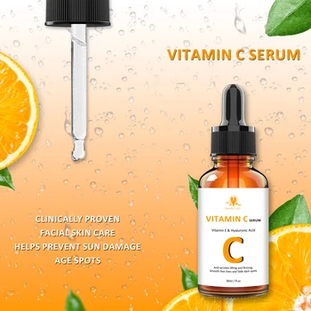 Private Label Vegan Anti Aging Skin Care Vitamin C Brightening Serum For Face