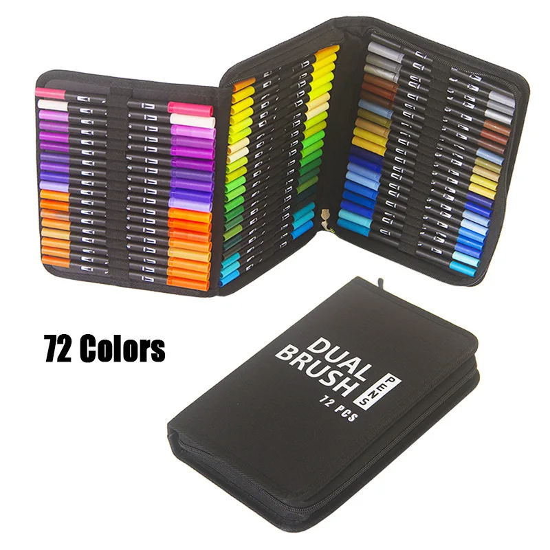 Ohuhu Pennarelli Artistici Doppia Punta: Set da 60 Colori ad Acqua (Punta a Pennello e Fine), Senza Odore, per Colorare per Adulti - Perfeetti per Manga, Anime, Lettering Creativo e Journaling