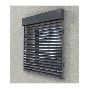 Outdoor Remote Aluminum Electric Venetian Motorized Blinds Metallic Outside Shutters