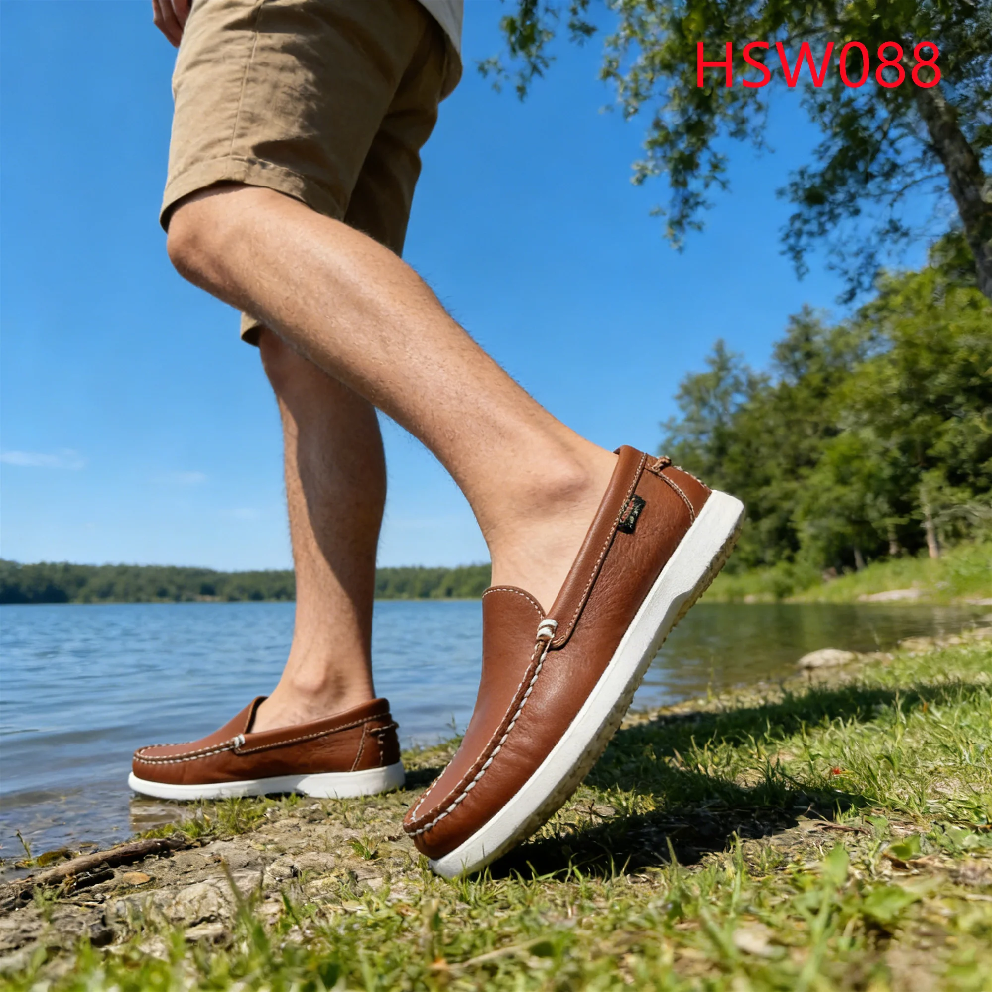HY,Sightseeing Tour Traditional Hand Made Brown Boat Shoes Factory Price full natural cow leather Fashion Peas Shoes HSW088