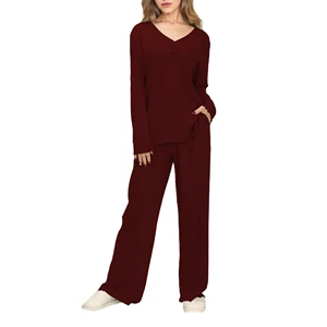 2 Piece Casual Pyjamas Bamboo Viscose Women's Sleepwear Set Custom Pjs Breathable Loungewear Ladies Pajamas