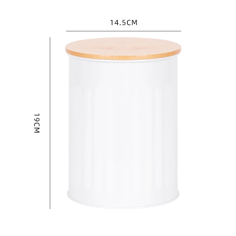 DIY Creative Cookies Storage Tank Write the Name You Like Metal Storage Canister With Bamboo Lid White Storage Container