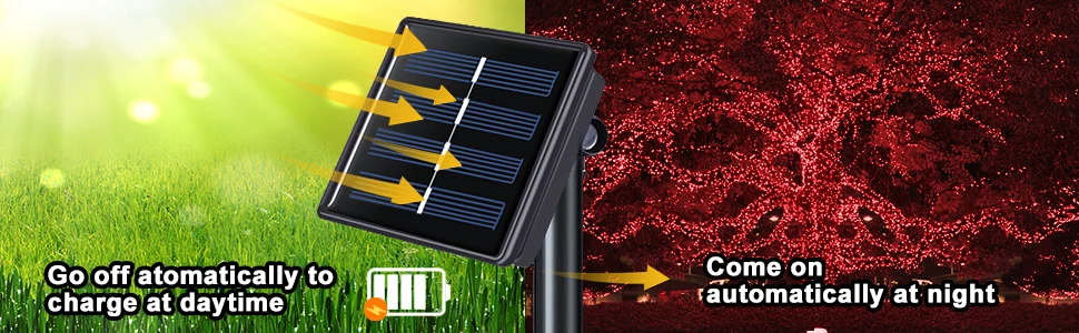Solar Christmas Lights,Outdoor Waterproof Red Solar String Lights For ...