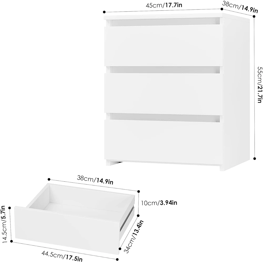 product white wooden modern 3 drawer nightstand with cut out handle for apartment bedroom sofa side table-1