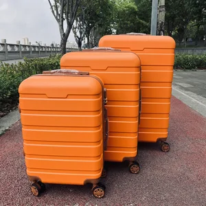 Custom Factory Wholesale 3-Piece ABS Luggage Set Custom Printed Logo Carry-On Spinner Suitcase Set