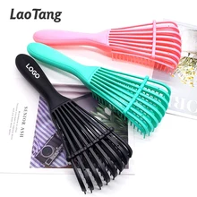 Wholesale Custom Logo Plastic Rows Woman Curly Hair Detangler Brush Detangling Hair Brush