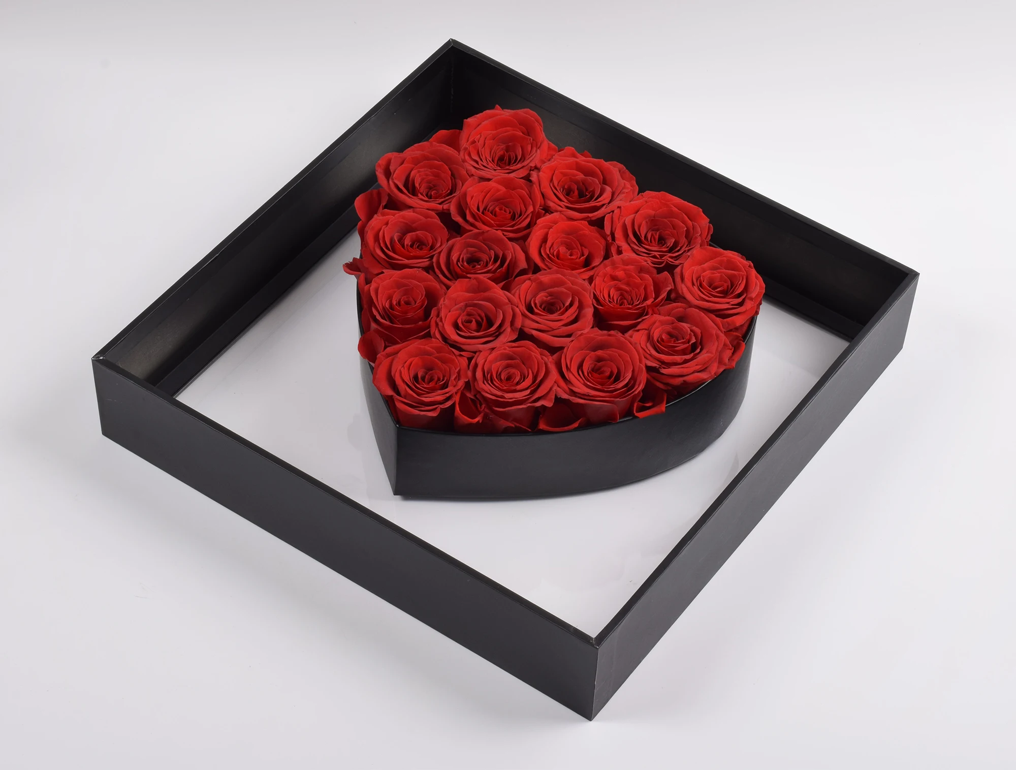 hflora奢华浪漫17片玫瑰心形保鲜玫瑰礼盒赠送情人节礼物 - buy