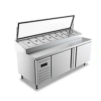 Factory Direct Sale Commercial Pizza Prep Table chiller large capacity double door freezer Cheap display chiller for Food shop