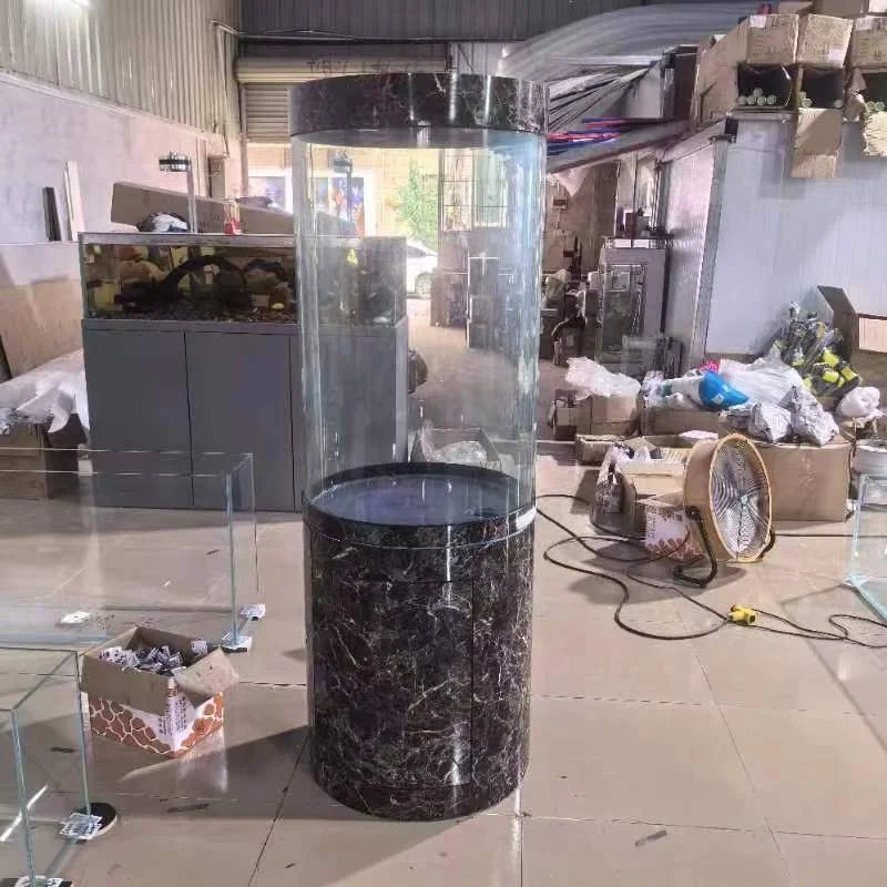 Factory Direct Sales Modern Style Cylindrical Standing Fish tank Aquarium Jellyfish tank Cylinder Round Fish tank With Stand