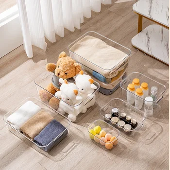 Clear Stackable Storage Bins with Lids, Large Plastic Containers with Handle for Pantry Organizer