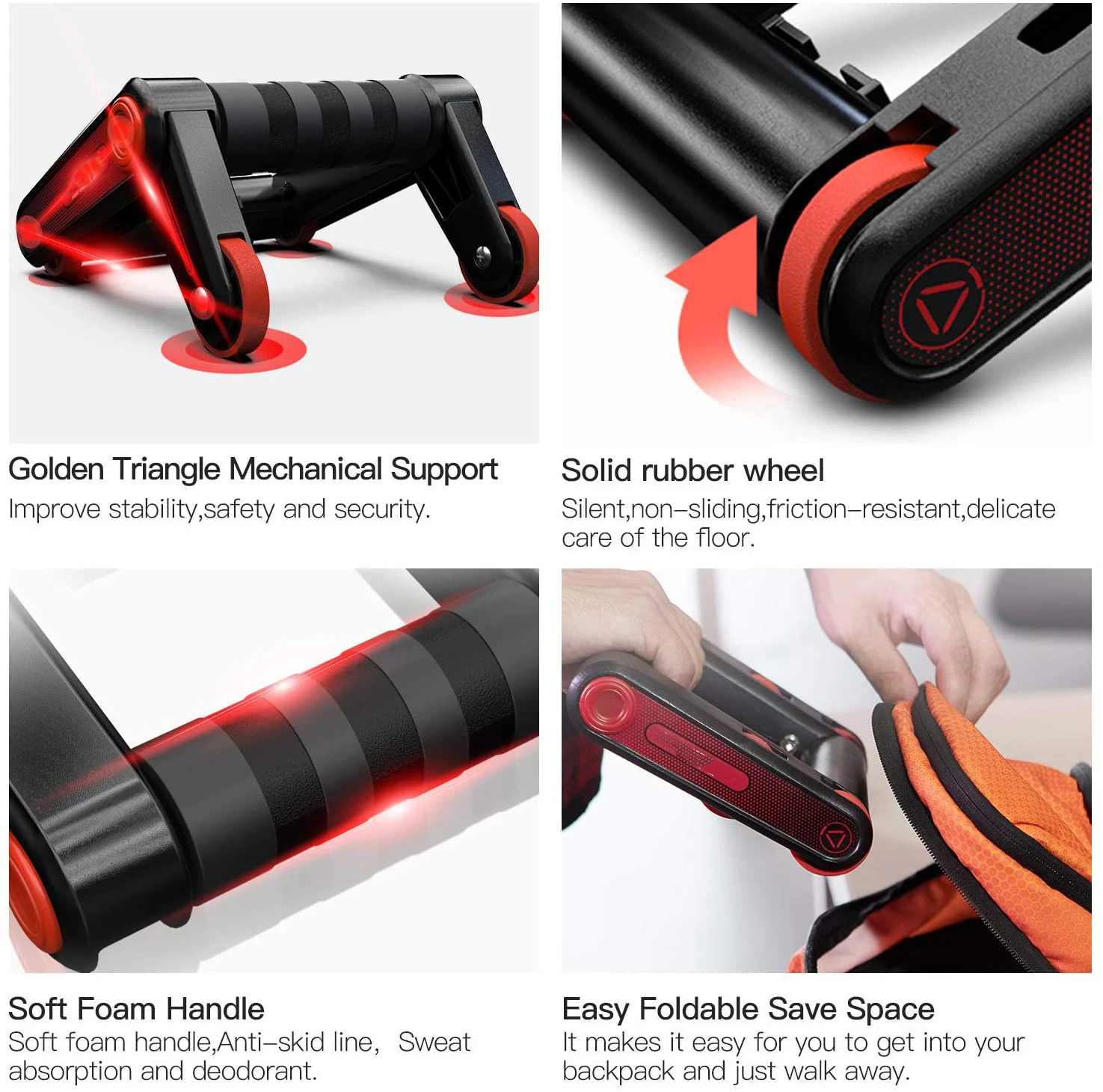 oemmuscle roller wheel push up bars core strength abdominal trainer with knee pad home gym fitness equipment-2