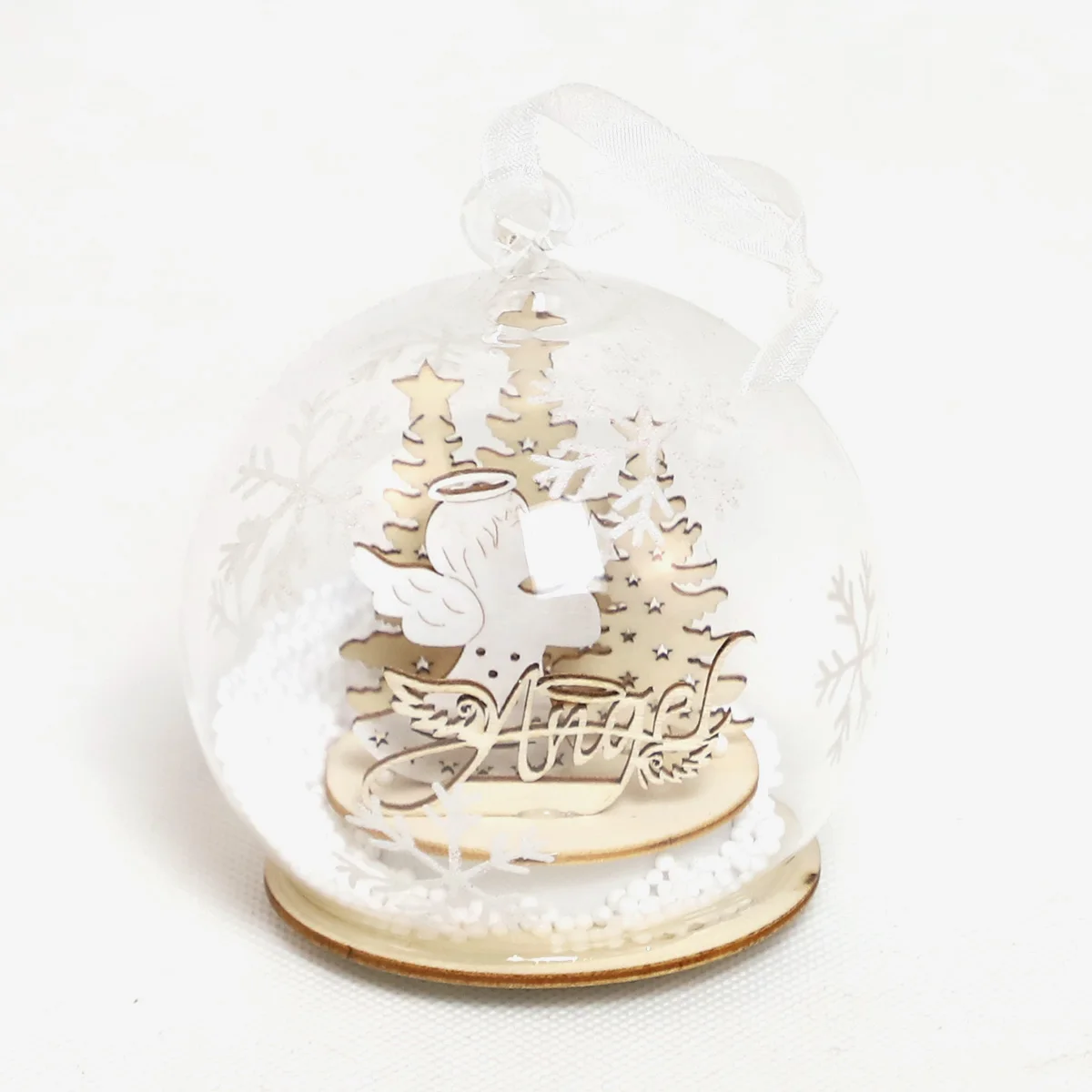 Led decorative hand blown glass snow ball with snow landscapes 100 wholesale clear glass christmas ball ornaments