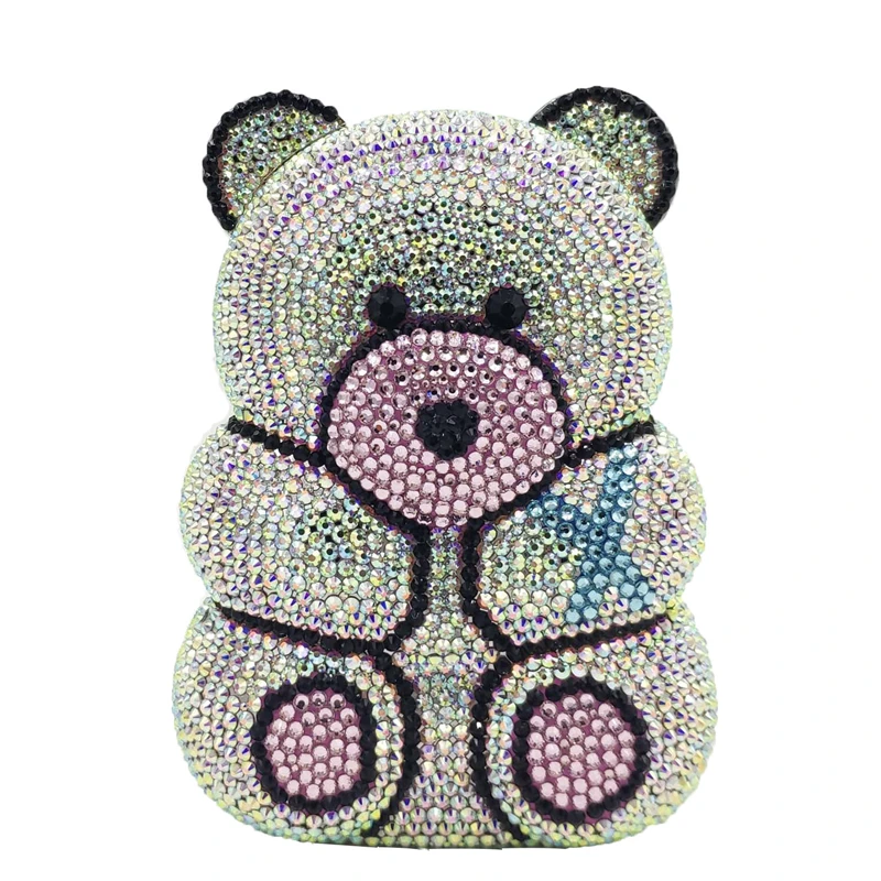 Luxury Cute Bling Panda Diamond Handbag Rhinestone Teddy Bear Bag Purse