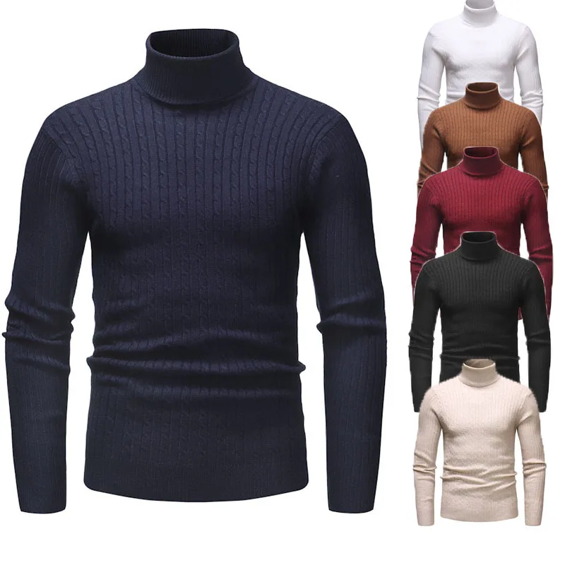 2018 OEM &ODM Best Quality Three Color High Collar Basic Style Men's Pullover Sweater