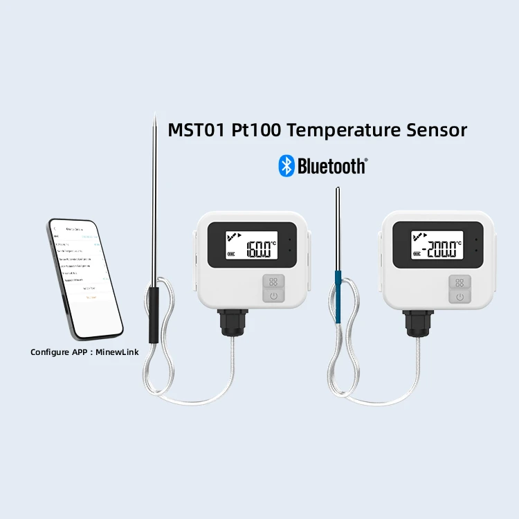 Ble Temp Sensors Data Logger Temperature Recorder Bluetooth IoT Industrial Small Smart Rtd Pt100 Temperature Sensor for Boxes