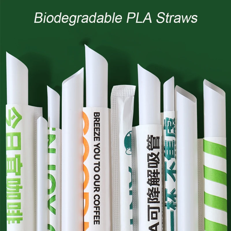 Eco Friendly Custom Clor 6 8 12Mm Disposable PLA Drinking Plastic Straws Iced Drink PLA Straw Individually Wrapped Biodegradable supplier