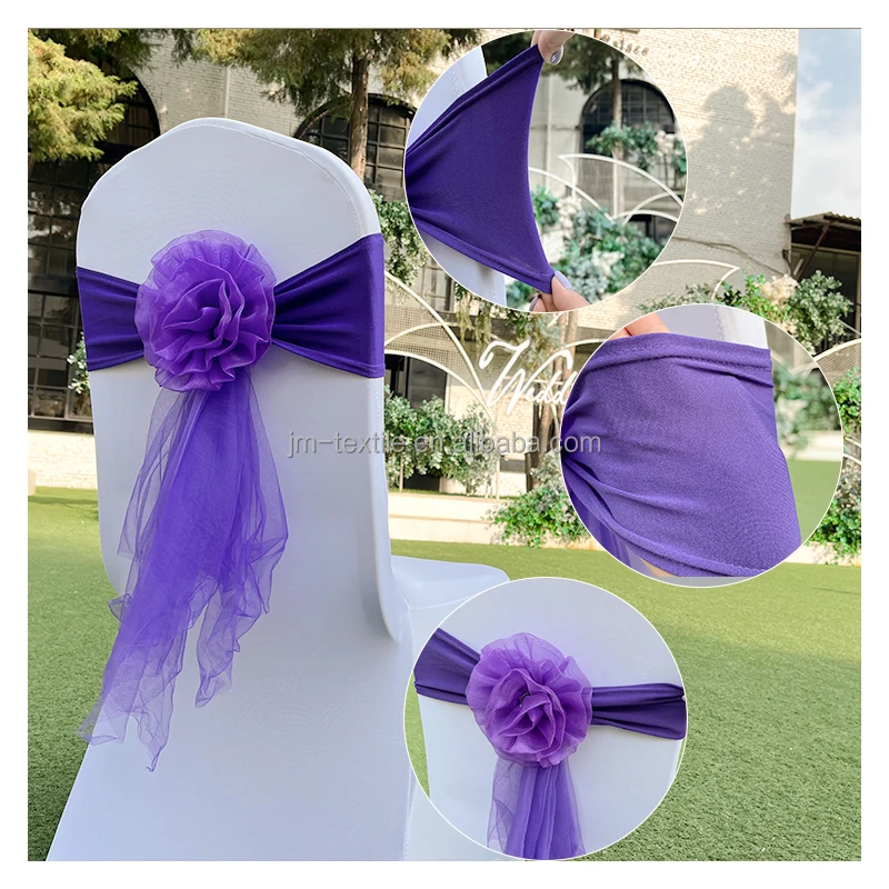 Green Gold Wedding Chair Sashes Covers Event Spandex Stretch Chiffon